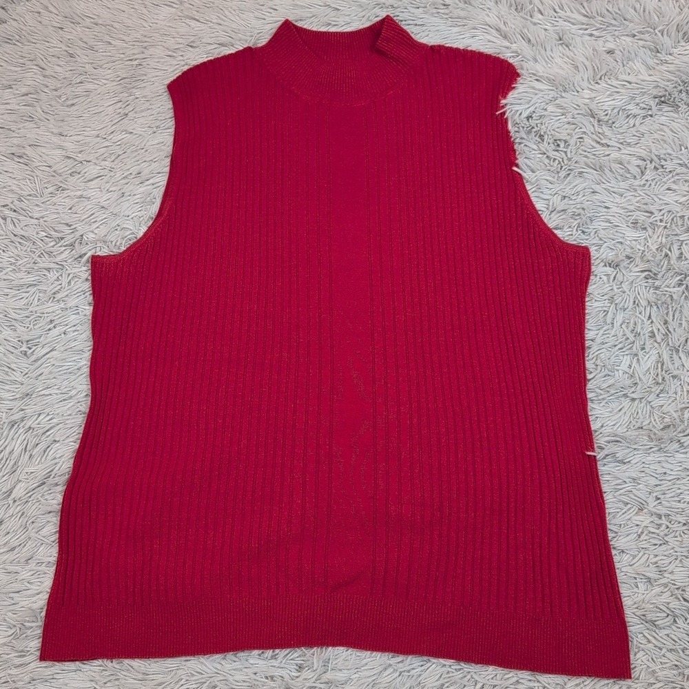 Dressbarn Sweater Vest Womens 3X Sleeveless Ribbed Soft Stretch‎ Preppy